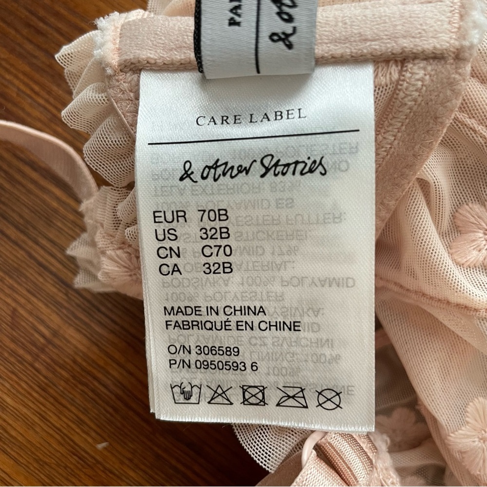 & Other Stories Pink Nude Bra Sheer Underwire 32B Front Closure - Picture 8 of 8